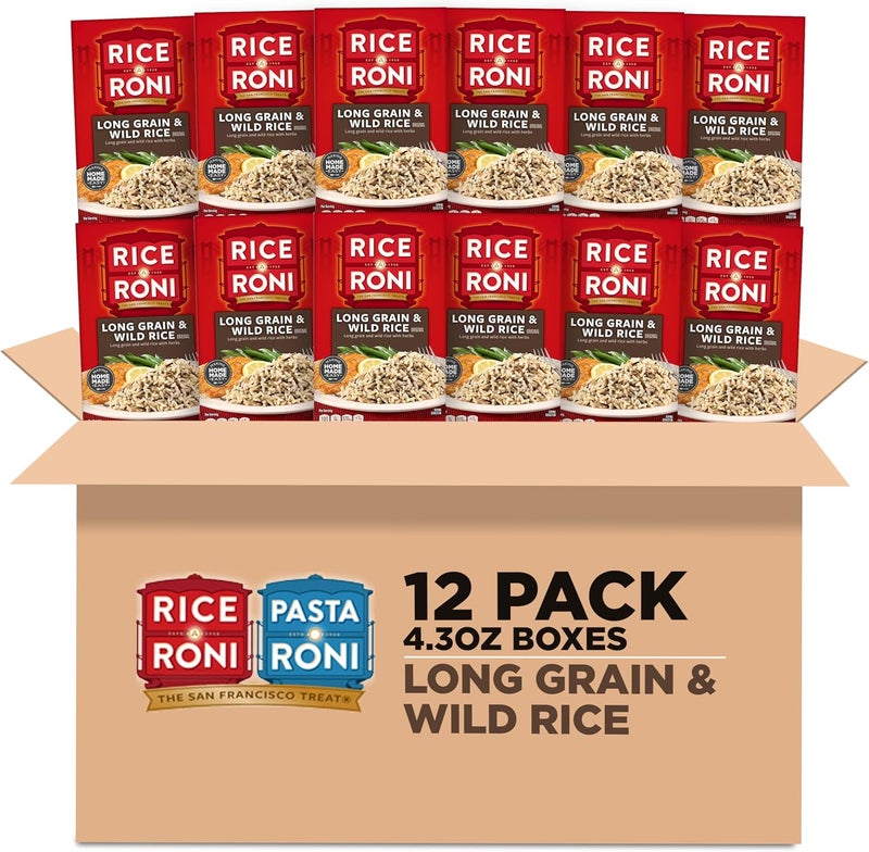 Rice-A-Roni رايس-أ-روني أرز طويل وحبوب برية مع أعشاب، 4.3 أونصة عبوة من 12 - Image 1